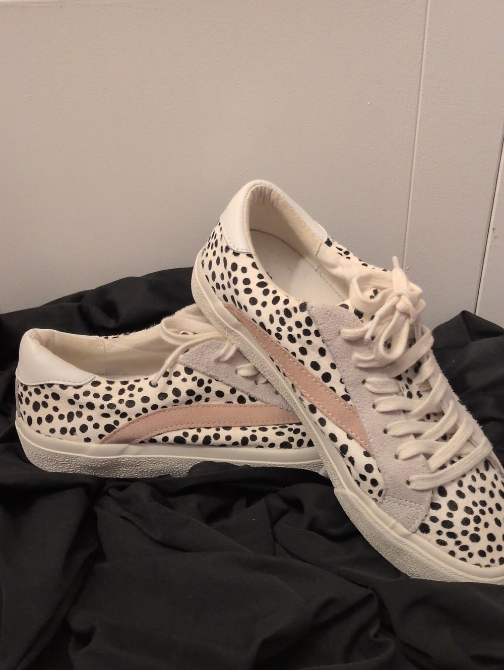 Madewell Women's Cream Dalmatian Print Lace-Up Sneakers with Blush Accent